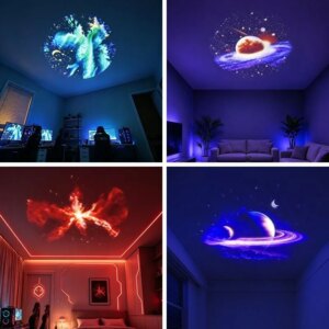 Galaxy mini projector lighting up bedroom ceilings